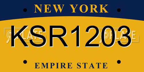 KSR1203 New York License Plate