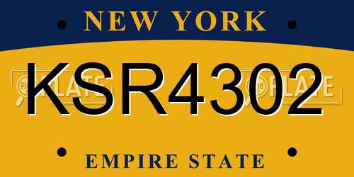 KSR4302 New York License Plate