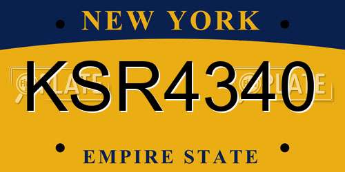 KSR4340 New York License Plate