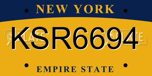KSR6694 New York License Plate