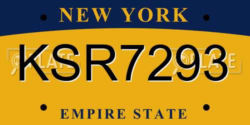 KSR7293 New York License Plate