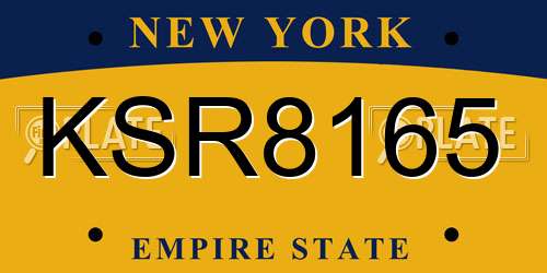 KSR8165 New York License Plate
