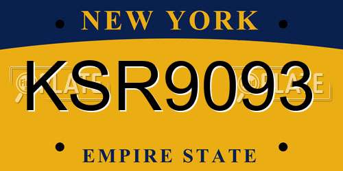 KSR9093 New York License Plate
