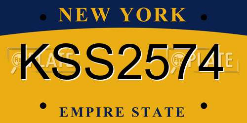 KSS2574 New York License Plate