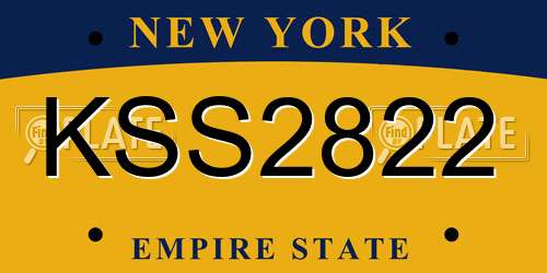 KSS2822 New York License Plate