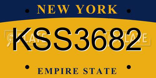 KSS3682 New York License Plate