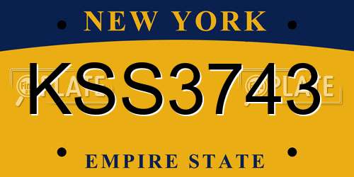 KSS3743 New York License Plate