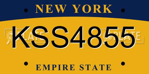 KSS4855 New York License Plate