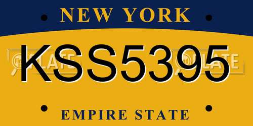 KSS5395 New York License Plate