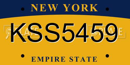 KSS5459 New York License Plate
