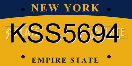 KSS5694 New York License Plate