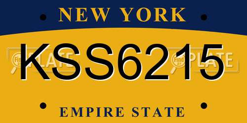 KSS6215 New York License Plate