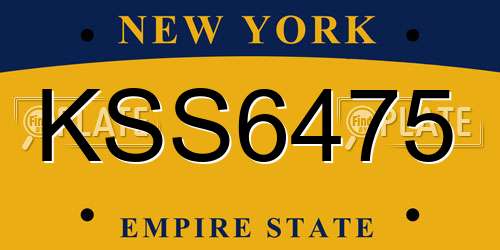 KSS6475 New York License Plate