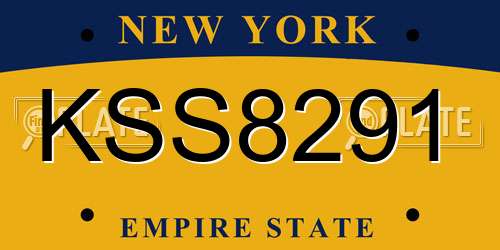 KSS8291 New York License Plate