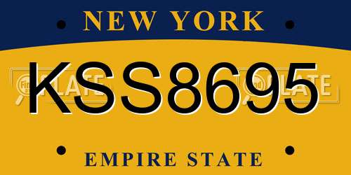 KSS8695 New York License Plate