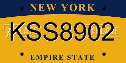 KSS8902 New York License Plate