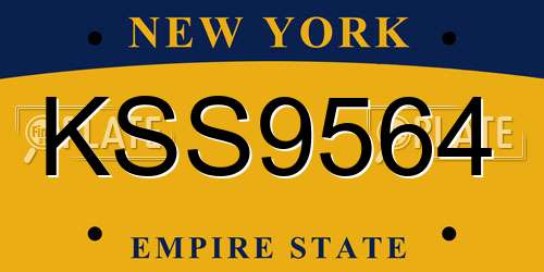 KSS9564 New York License Plate