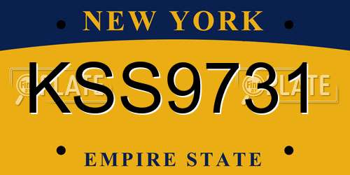 KSS9731 New York License Plate