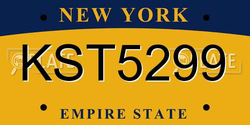 KST5299 New York License Plate