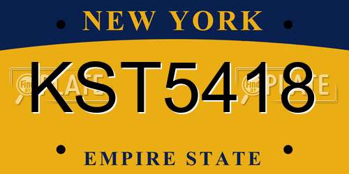 KST5418 New York License Plate