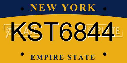 KST6844 New York License Plate