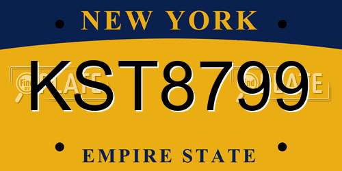 KST8799 New York License Plate