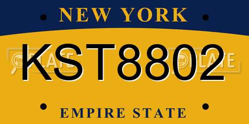 KST8802 New York License Plate