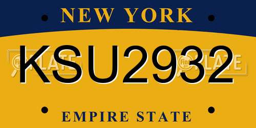 KSU2932 New York License Plate