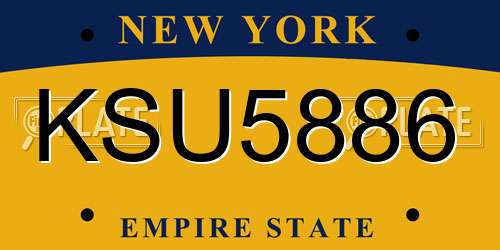 KSU5886 New York License Plate