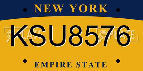 KSU8576 New York License Plate