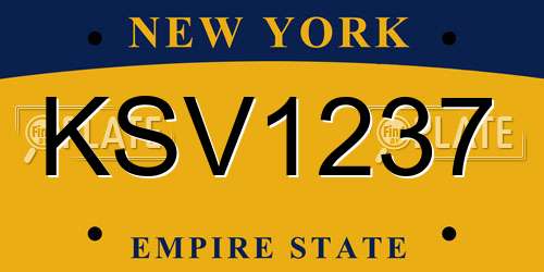 KSV1237 New York License Plate