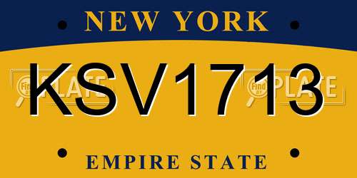 KSV1713 New York License Plate