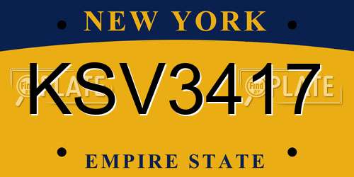 KSV3417 New York License Plate