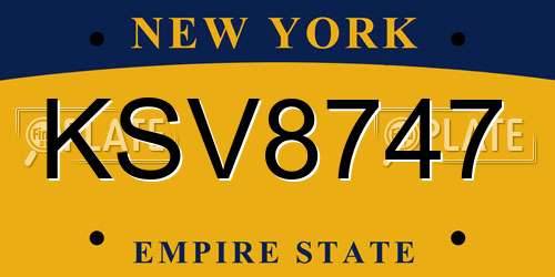 KSV8747 New York License Plate