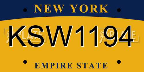 KSW1194 New York License Plate