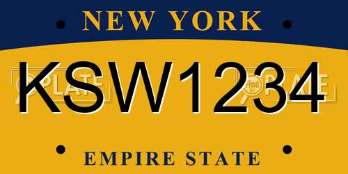 KSW1234 New York License Plate