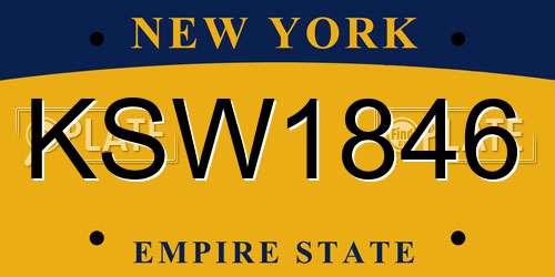 KSW1846 New York License Plate