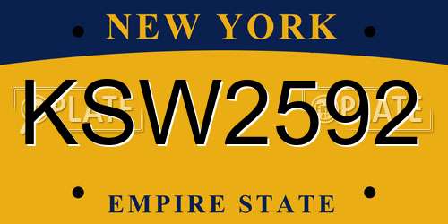 KSW2592 New York License Plate