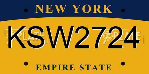 KSW2724 New York License Plate