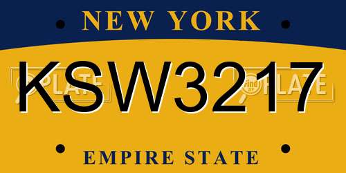 KSW3217 New York License Plate