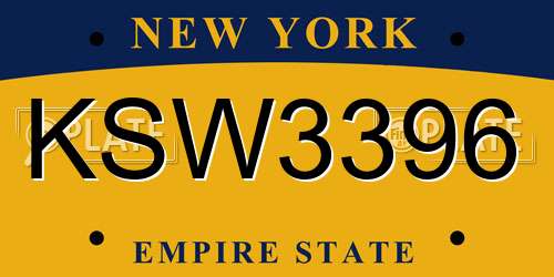 KSW3396 New York License Plate