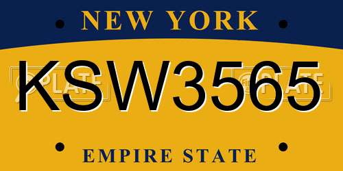 KSW3565 New York License Plate