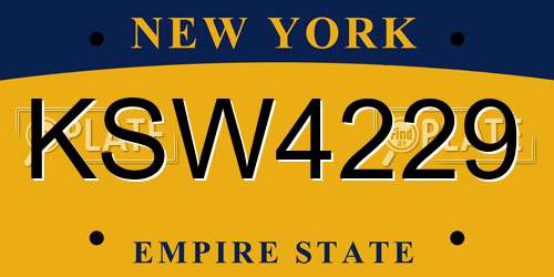 KSW4229 New York License Plate