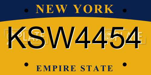 KSW4454 New York License Plate