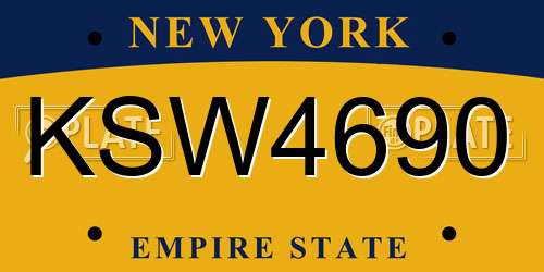 KSW4690 New York License Plate