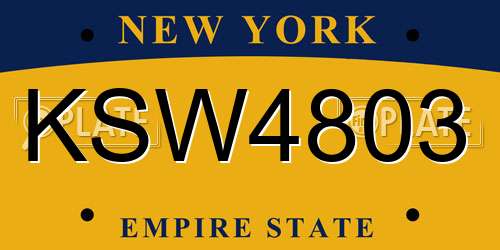KSW4803 New York License Plate