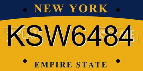 KSW6484 New York License Plate