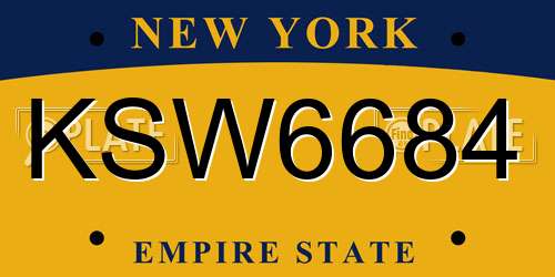 KSW6684 New York License Plate