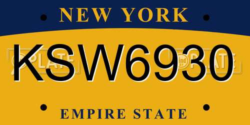 KSW6930 New York License Plate