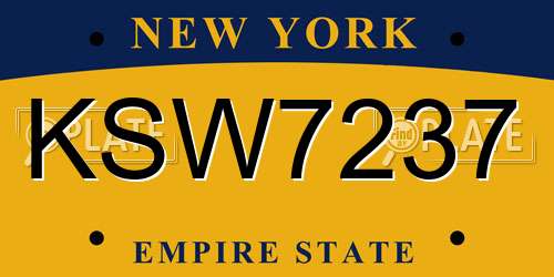 KSW7237 New York License Plate